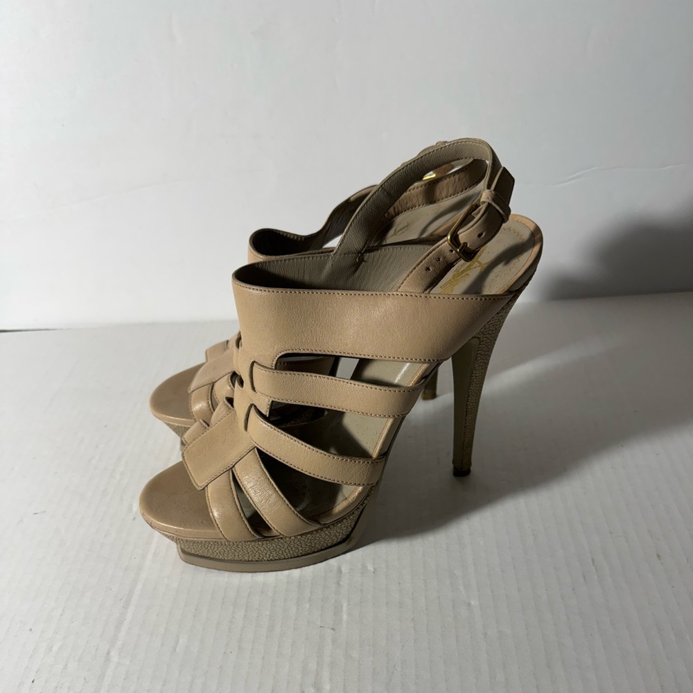 Saint Laurent Cream Leather Tribute Sandals Size 39.5
